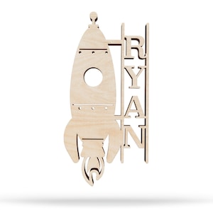 Kids Rocket Ship Bedroom Door Hanger, Space Bedroom Decor, Rocket Ship Nursery Name Sign, Rocket Name Sign, Custom Nursery Name Sign, Custom