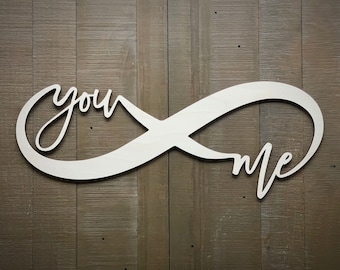 Personalized Valentines Day Gift / Infinity Symbol / You And Me Love Wood Cutout / Anniversary Gift / Wedding Gift / Engraved Couples Names
