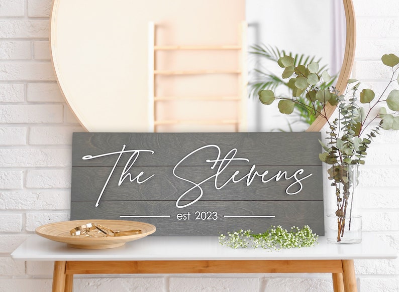 Family Last Name Sign | Personalized Wedding Gift | Pallet Sign Style | Farmhouse Decor Established Sign | Custom Wood Sign Engagement Gift