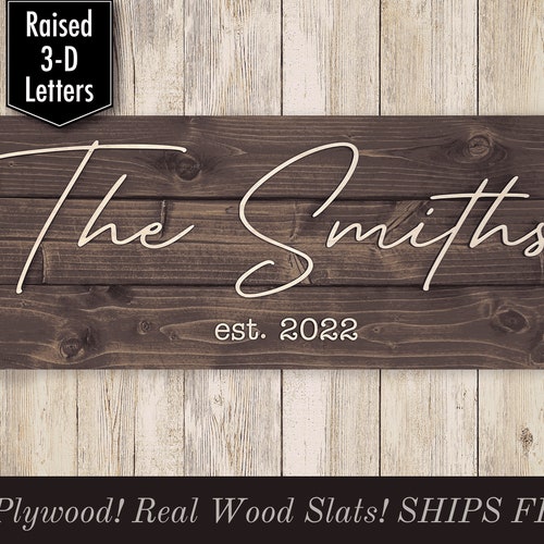 Custom Wood Sign / Last Name Sign / Home Sign / Established Etsy