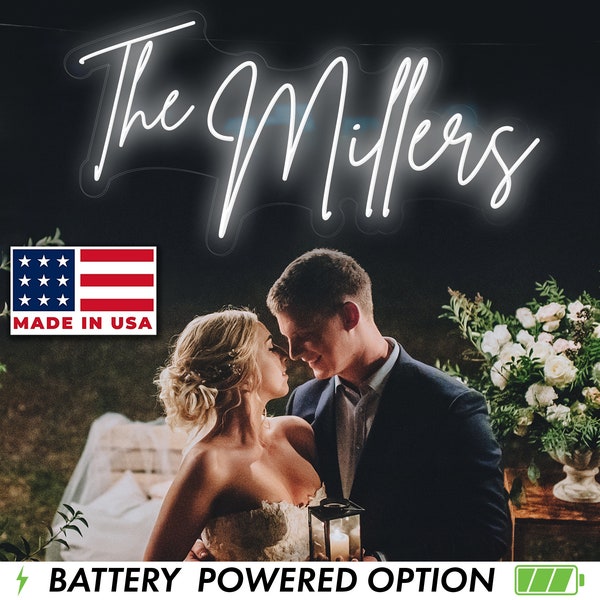 Wedding Neon Sign | Custom Last Name Neon | Wedding Gift | Wedding Decor | Grass Wall Backdrop | Family Name Neon Sign | LED Home Decor