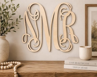 Personalized Wood Monogram, Custom Wooden Monogram Sign, Large Initial Wall Decor, Nursery Wall Decor, Wedding Gift, Front Door Initial