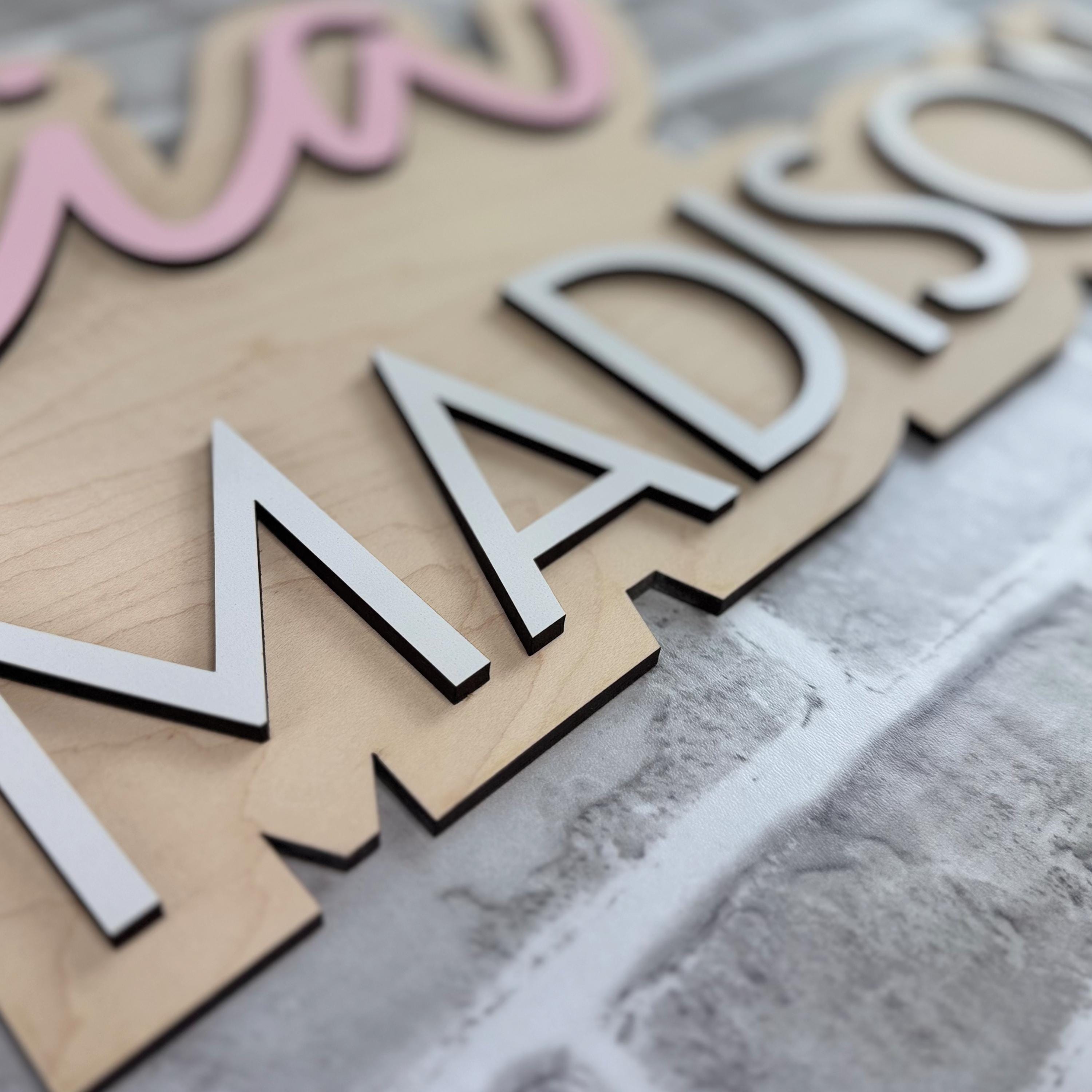 Personalized 3D Nursery Baby Name Sign | Custom Wood Name Plaque ...