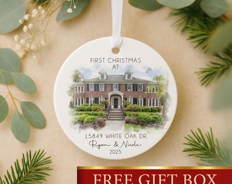 Custom New Home Christmas Ornament | Our First Christmas in Our New Home | Christmas Tree New Home Ornament | Address Ornament