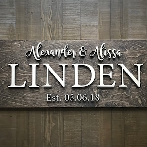 Custom Wood Sign / Last Name Sign / Home Sign / Established Sign /  Personalized Wedding gift / Wedding Sign / 3D Sign / Family Name Sign
