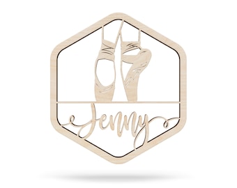 Personalized Ballerina Ballet Shoes Wood Sign - Girls Room Decor