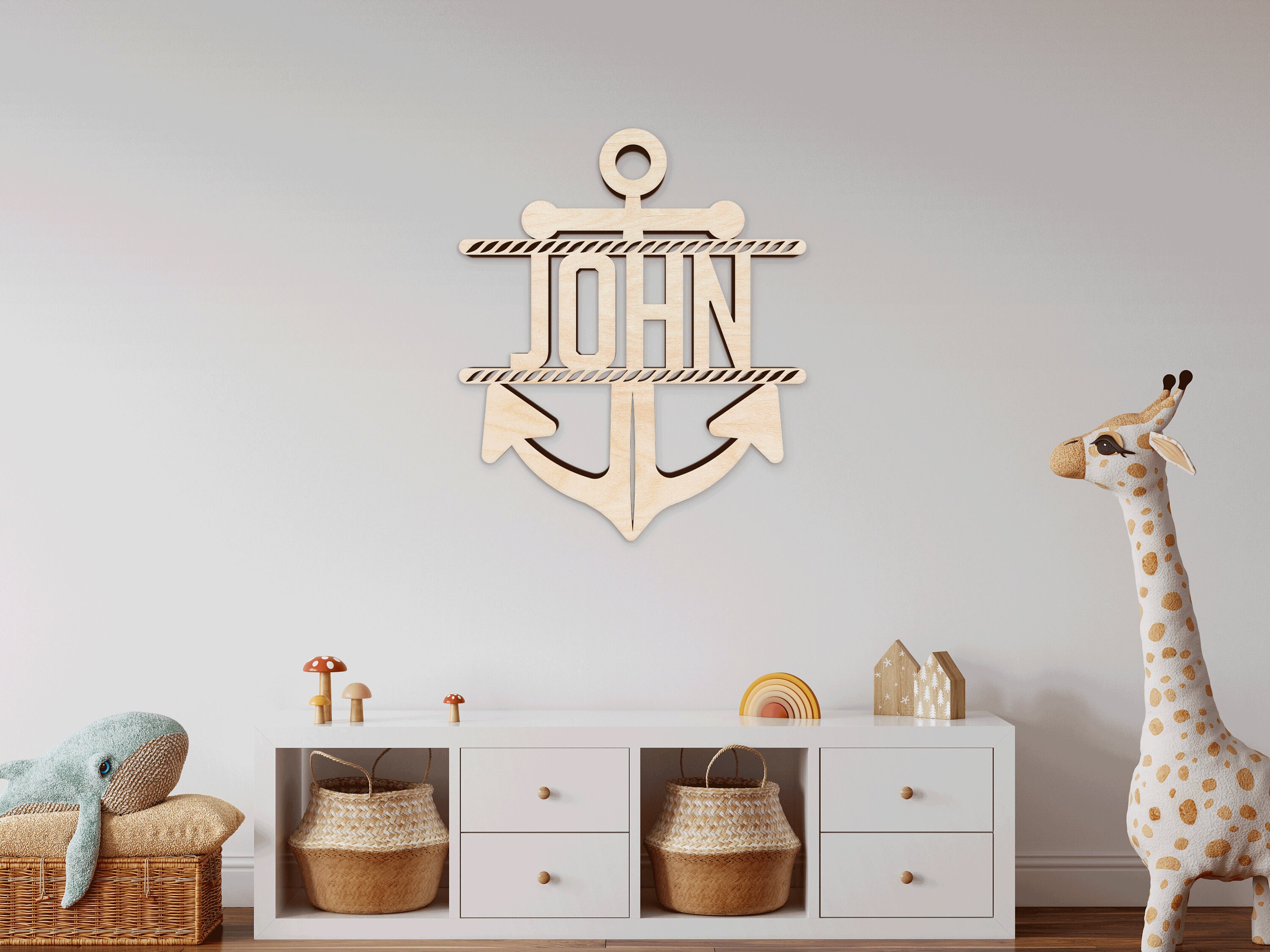 Custom Wood Anchor Name Sign: Nautical Nursery Decor - Etsy
