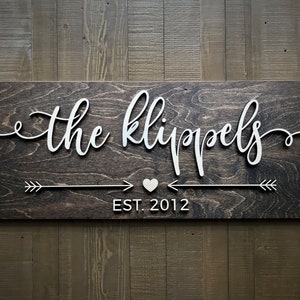Last Name Sign / Custom Wood Sign / Established Sign / Home Sign /  Personalized Wedding gift / Wedding Sign / 3D Sign / Family Name Sign