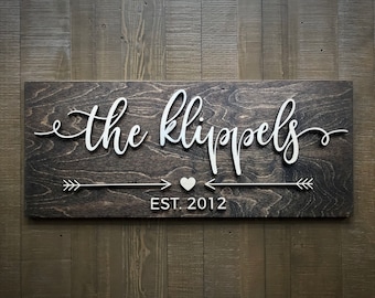 Custom Last Name Wood Sign: 3D Family Name, Established Date