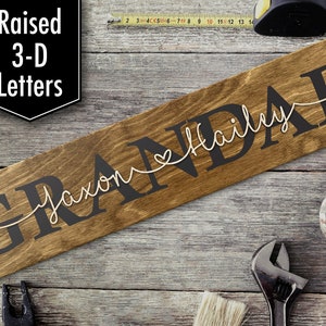 Personalized Grandad Fathers Day Gift / Father&#39;s Day Gift / Grandad Sign / Gift for Grandad / Rustic Sign for Grandad / Family Name Sign