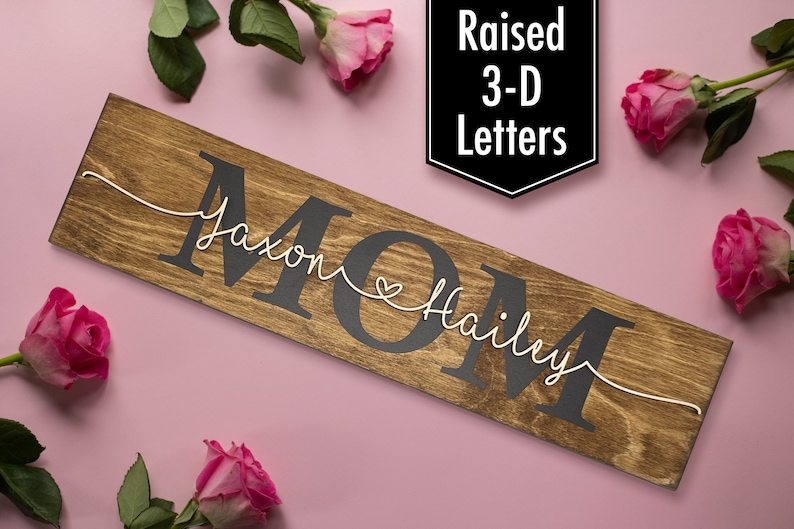 Personalized Mothers Day Gift / Mother's Day Gift / Mom Sign / Gift for Mom on Mothers Day / Rustic Sign for Mom / Family Name Sign Idea image 1