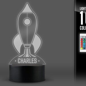 Space Nightlight, Rocket Personalized Night Light, Kids Room, Nursery Baby Name Sign Gift, Custom Room Light, Boys Room, RGB Night Light