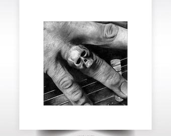 Keith Richards 'ONE LOVE' Skull Ring drawing - Satin Print - Rolling Stones poster - Keith Richards print - Wall art - Rock 'n' Roll