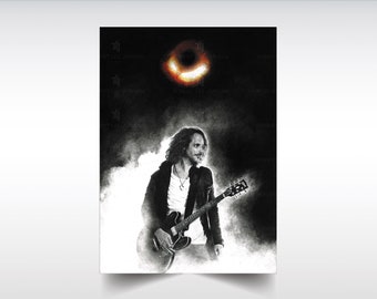 Chris Cornell 'BLACK HOLE SUN' drawing - Satin print - Soundgarden poster - Grunge - Loud Love - Rock 'n' Roll