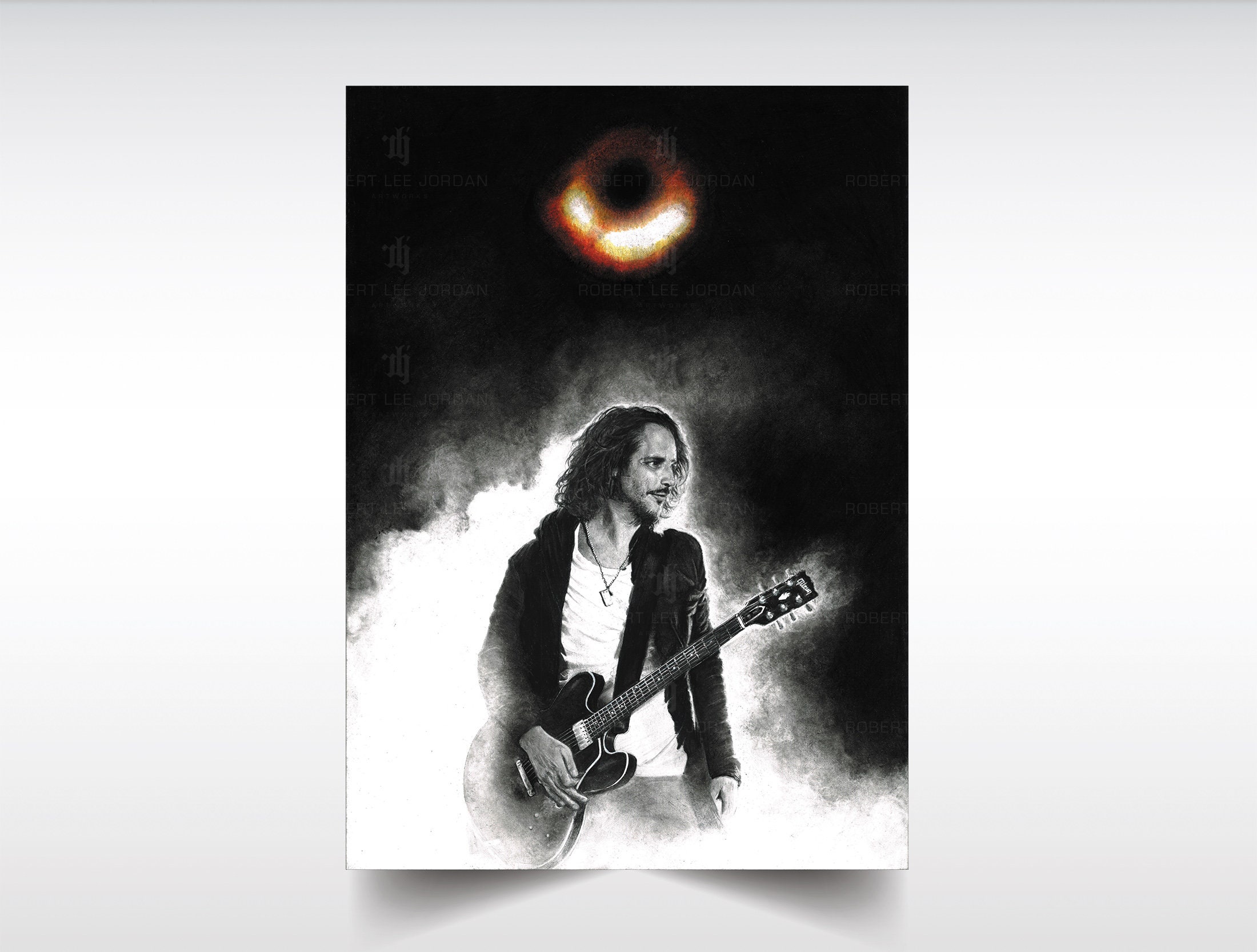 Chris Cornell BLACK HOLE SUN Drawing Satin Print Soundgarden Poster Chris cornell black hole sun drawing satin print soundgarden poster