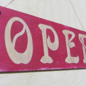 Red painted wooden Open/Closed sign
