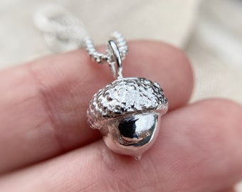 Silver acorn necklace, handmade, sterling silver acorn pendant, nature necklace, birthday gift, UK