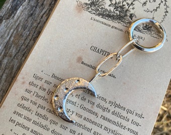 Silver moon keyring, handmade silver keyring, moon keyring, house warming gift, car keyring, birthday gift, new home keyring, UK