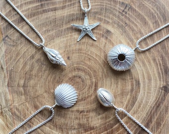 Silver shell necklace, handmade, sterling silver shell necklace, shell pendant, beach necklace, nature necklace, birthday gift, UK