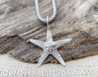 Silver starfish necklace, handmade, silver shell necklace, shell necklace, nature necklace, birthday gift, UK