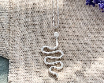 Silver snake necklace, handmade, sterling silver serpent necklace, snake, celestial, nature necklace, birthday gift, UK