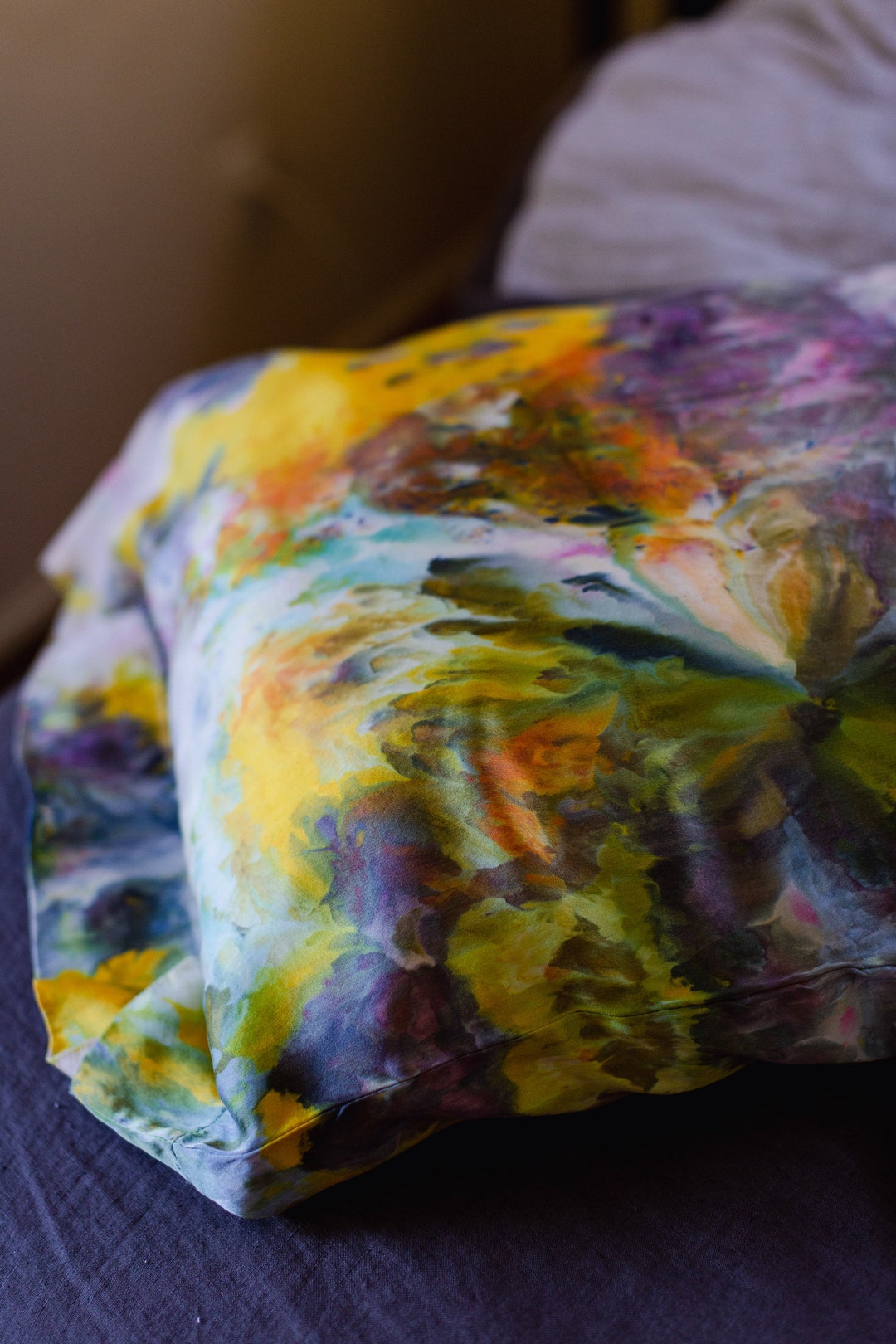 100 Silk Handdyed Pillow Case Boho Bedding Tie Dye Ice Etsy