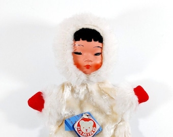 Hamiro Inuit Eskimo Girl Hand Puppet Czech 11" Vintage