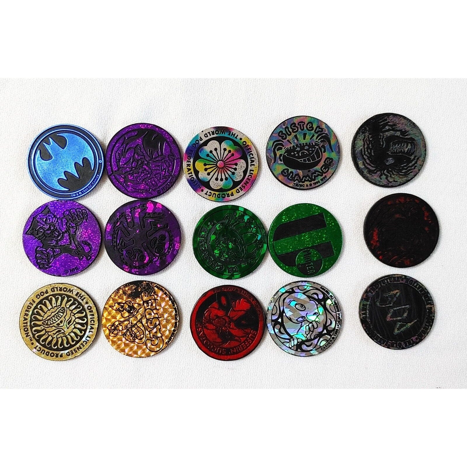 ピンズ・ピンバッジ・缶バッジ The World Pog Federation Pog Kini Lot of 15 Plastic POG Kini Slammers the World Pog Federation