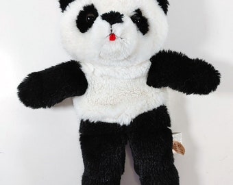 Vintage Schmid Panda Hand Puppet Plush 12 Inch Black White Gordon Fraser 1985