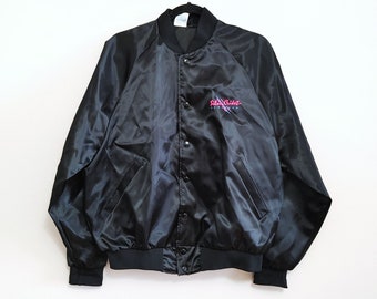 Vintage Silver Criket Dearborn 80s Satin Nylon Bomber Jacket