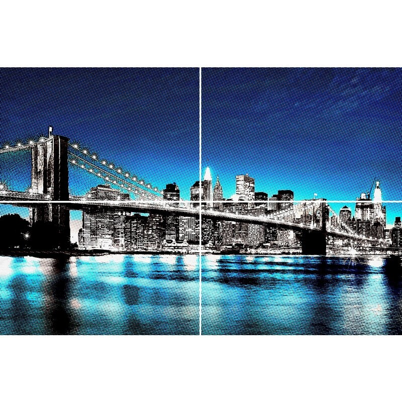 Cadre Tableau Impression Moderne Quadriptyque Poster Usa New York Brooklyn Bridge 42x60 cm