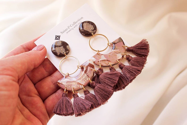 Brown boho tassel earrings