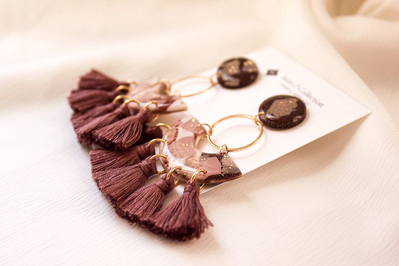 Brown boho tassel earrings
