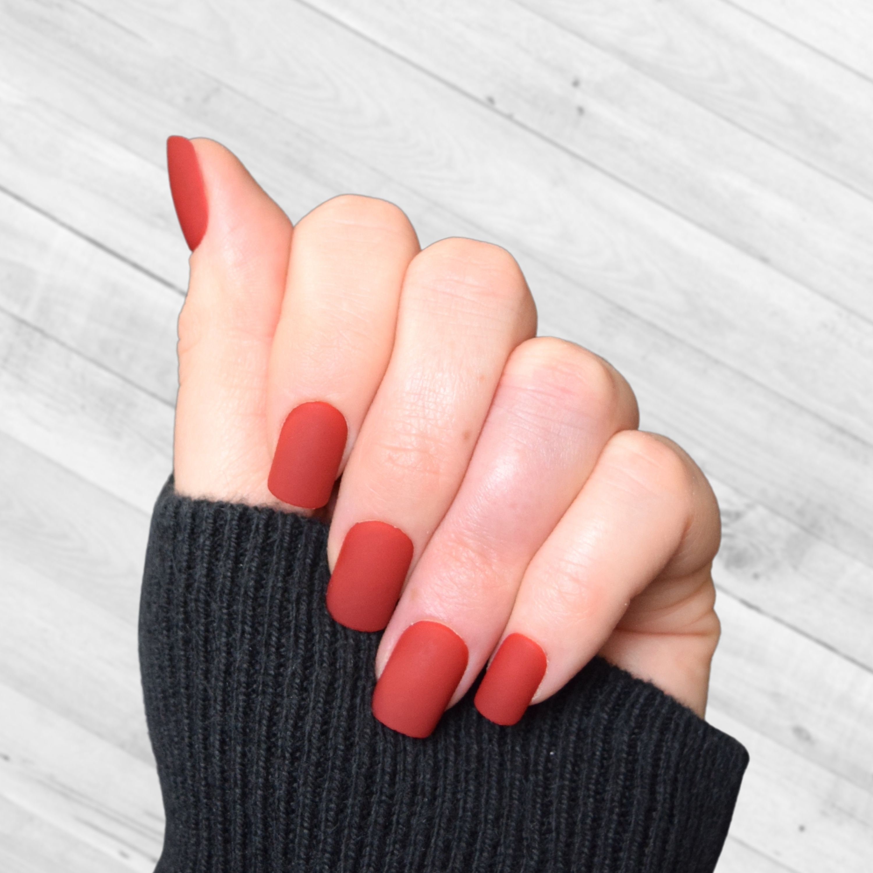 Matte red 2024 acrylic nails