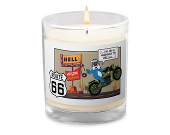 Soy Wax Candle, Glass Jar Candle, Unscented Candle, Natural Aroma Candle, Route 66 Candle, Danny Dog Riding Route 66, Arizona