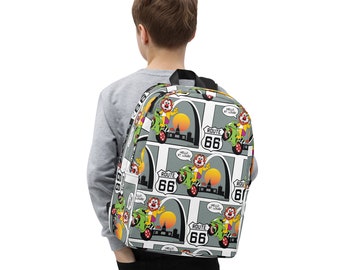 Backpack, Minimalist Backpack, Travel Backpack, Back to School Backpack, Weekend Backpack, Lion Riding Route 66, Missouri