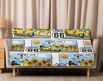 Sherpa Blanket, Fleece Blanket, Throw Blanket, Soft Blanket, Couch Blanket, Route 66 Blanket, Dora Sheep Riding Route 66, Kansas