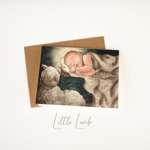 Biglietto di auguri natalizio "Little Lamb" / Dipinto di Gesù Bambino / Buono regalo per la mamma / Arte natalizia LDS / Dono di ministero / Dono religioso