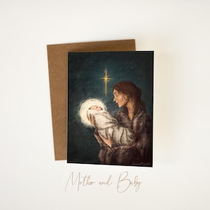 Kerstwenskaart moeder en baby | Baby Jezus en Maria | Cadeaubon voor moeder | LDS-kerstcadeau | Bedieningscadeau | Religieus cadeau