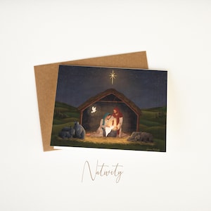 Grußkarte Krippe | Baby Jesus Gemälde | Geschenk Karte für Mama | LDS Weihnachtskunst | Servierendes Geschenk | Urlaub-Geschenk-Karte