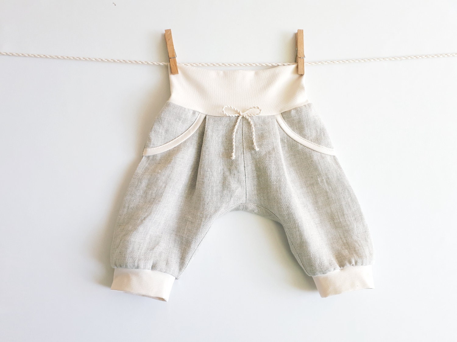 Baby Boy Linen Pants Harem Shorts Toddler Trousers Soft | Etsy