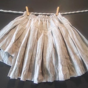 Mini jupe plissée en lin pour enfants, taille unique 136 cm T8, couleur naturelle, adoucie, bohème rustique, style campagnard, cadeau unique en son genre image 10