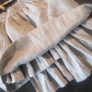 Mini jupe plissée en lin pour enfants, taille unique 136 cm T8, couleur naturelle, adoucie, bohème rustique, style campagnard, cadeau unique en son genre image 7