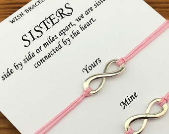 Sisters Wish Bracelets, Infinity circle, Sisters Love, Friendship Gift, Make a wish, Zussen liefde, Sorority sisters, For her, Birthday gift