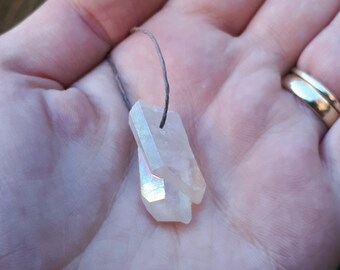 Crystal necklace, crystal jewelry, angel aura quartz, quartz pendant, crystal pendant, quartz necklace, angel aura necklace, white quartz
