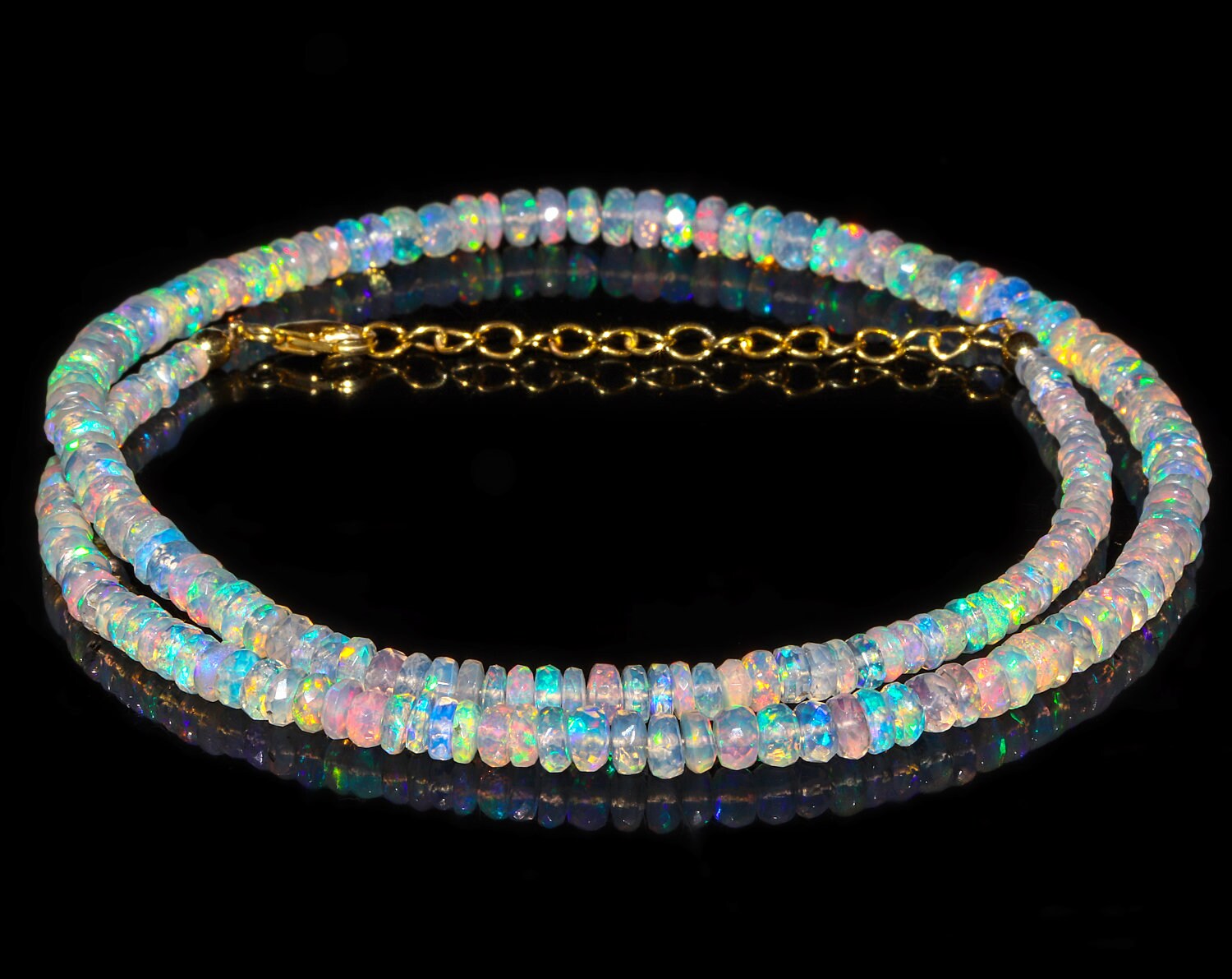 Ethiopian Opal Beaded Necklace 925 Sterling Silver Natural Gemstone Women Gift Ethiopian Opal Beaded Necklace 925 Sterling Silver Natural Gemstone Women Gift