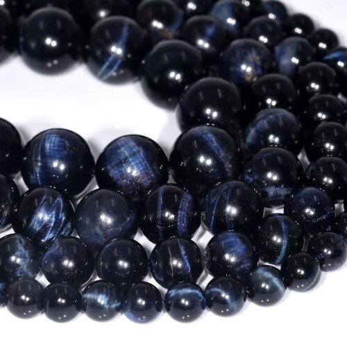 thumbnail image 2 of Natural Hawk Eye Gray Blue Tiger Eye Round Loose Beads – Grade AAA Gemstone, Sizes 5-12mm 2 of 11