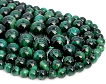 Green Tiger Eye Loose Beads Grade AA Round Shape 6mm 8mm 10mm