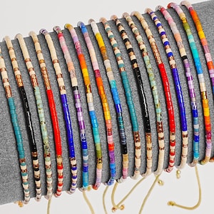 Seed Bead Bracelet, Colorful Boho bracelet layering Jewelry Gift,Adjustable String Bracelet ,Handmade Beaded Pulseras Mujer Gift