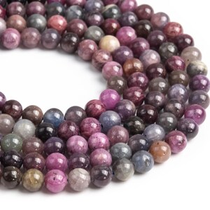 Genuine Natural Multicolor Ruby Sapphire Loose Beads Grade AA Round Shape 5MM 5-6MM 6MM